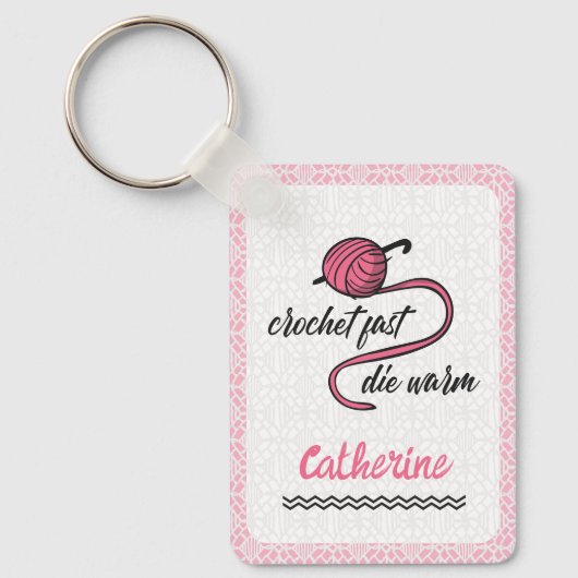 Roze Crochet Fast, Die Warm Sleutelhanger (Voorkant)