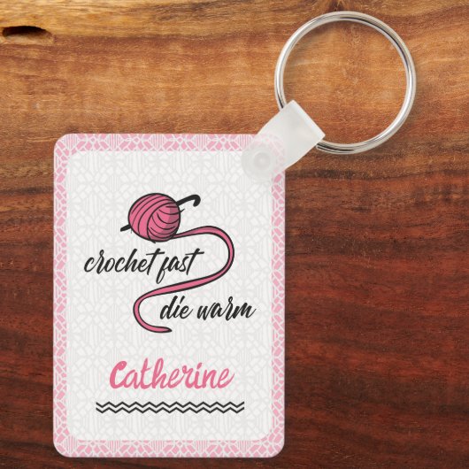 Roze Crochet Fast, Die Warm Sleutelhanger (Achterkant)