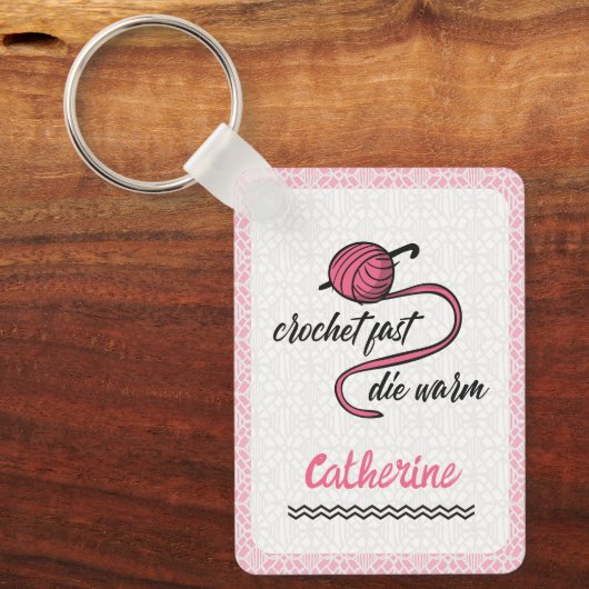 Roze Crochet Fast, Die Warm Sleutelhanger (Voorkant)