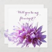 Roze Crocus Bloem Wil je mijn bloemenmeisje zijn k Kaart (Voorkant / Achterkant)