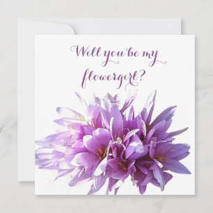 Roze Crocus Bloem Wil je mijn bloemenmeisje zijn k Kaart