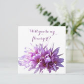 Roze Crocus Flower word m'n bloemenmeisje. Kaart (Staand voorkant)