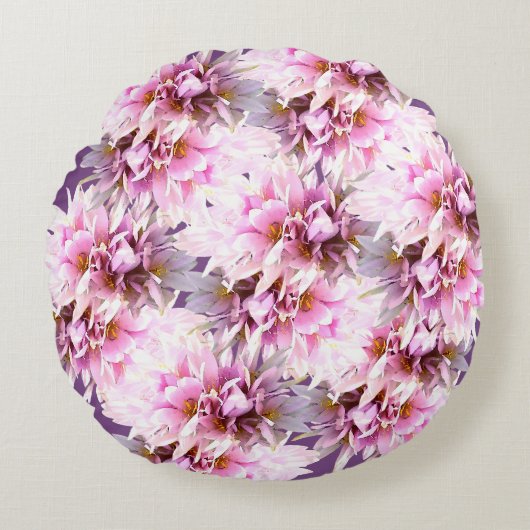 Roze Crocus Flowers Bouquet Rond Kussen (Voorkant)