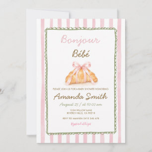 Roze Croissant Baby Shower Franse Bakkerij Coquett Kaart