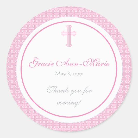 Roze Cross Address Label/Favor Sticker (Voorkant)