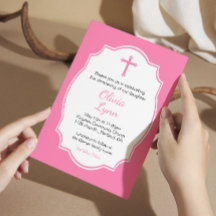 Roze Cross Baby Girl Baptism Christening