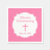 Roze Cross Baby Girl Baptism Christening Servet (Voorkant)