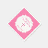 Roze Cross Baby Girl Baptism Christening Servet (Hoek)
