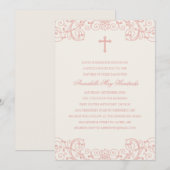 Roze Cross Baptism/Christening Uitnodiging (Voorkant / Achterkant)
