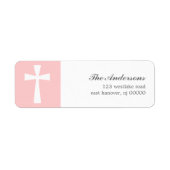 Roze Cross Baptisme Etiket (Voorkant)