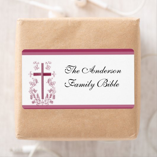 Roze Cross Bijbel Label (Insitu)