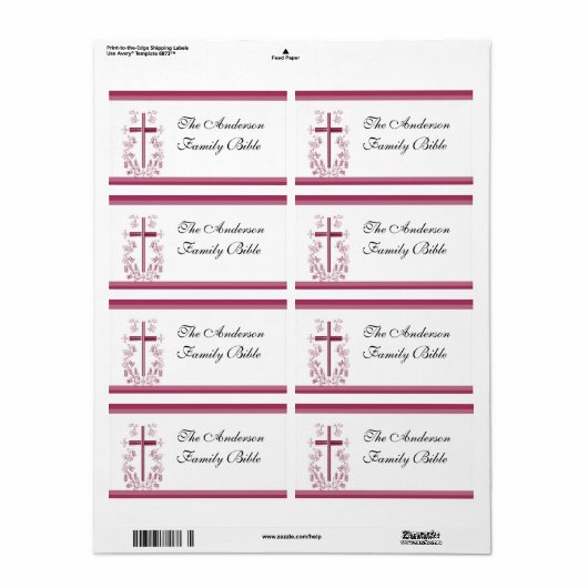 Roze Cross Bijbel Label (Full Sheet)