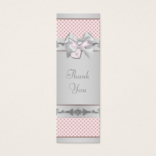 Roze Cross Bomboniere Labels Mini Visitekaartjes (Voorkant)