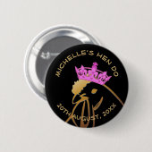 Roze Crown Hen Do Ronde Button 5,7 Cm (Voorkant /achterkant)