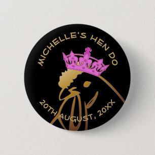 Roze Crown Hen Do Ronde Button 5,7 Cm