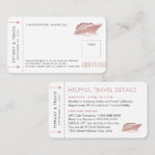 Roze Cruise Ticket Boarding Pass Place Escort Kaar (Voorkant / Achterkant)