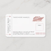 Roze Cruise Ticket Boarding Pass Place Escort Kaar (Voorkant)