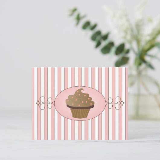 Roze crupcake briefkaart (Staand voorkant)