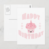 Roze crupcake briefkaart (Voorkant / Achterkant)