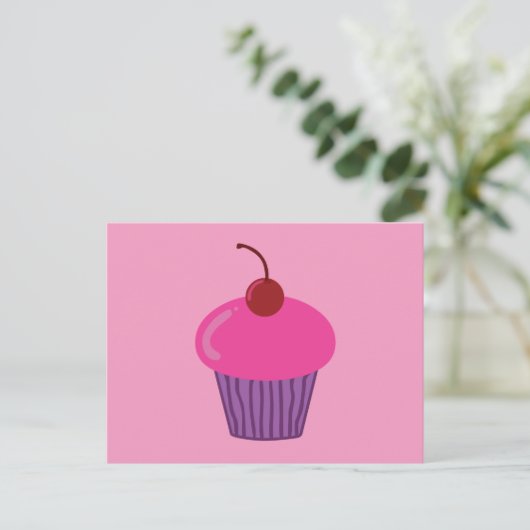 Roze crupcake briefkaart (Staand voorkant)
