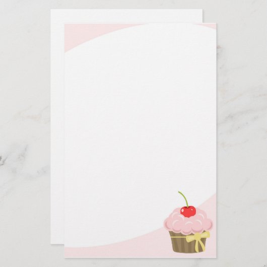 Roze crupcake briefpapier (Voorkant / Achterkant)