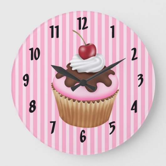 Roze crupcake grote klok (Voorkant)