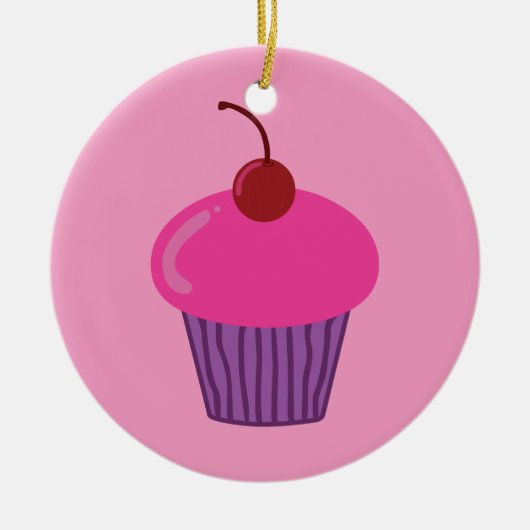Roze crupcake keramisch ornament (Voorkant)