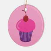 Roze crupcake keramisch ornament (Links)