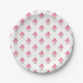 Roze crupcake papieren bordje (Voorkant)