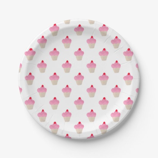 Roze crupcake papieren bordje (Voorkant)