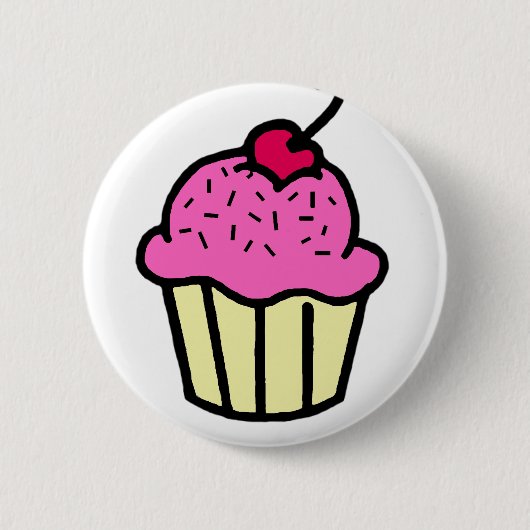 Roze crupcake ronde button 5,7 cm (Voorkant)
