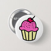 Roze crupcake ronde button 5,7 cm (Voorkant /achterkant)