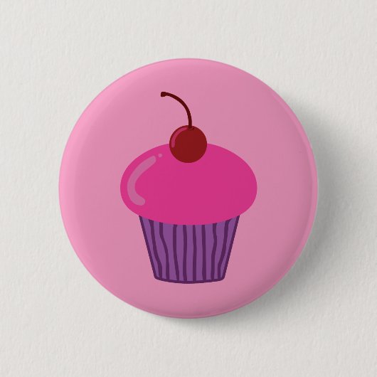 Roze crupcake ronde button 5,7 cm (Voorkant)