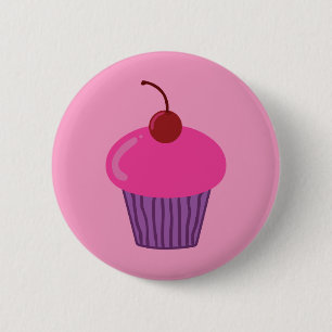 Roze crupcake ronde button 5,7 cm
