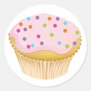 Roze crupcake ronde sticker