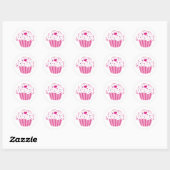 Roze crupcake ronde sticker (Vel)
