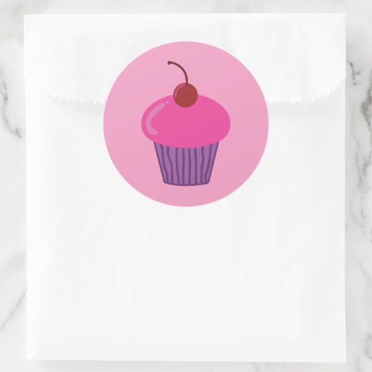 Roze crupcake ronde sticker (Tas)