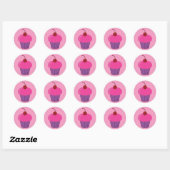 Roze crupcake ronde sticker (Vel)