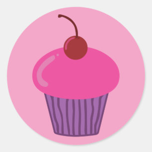 Roze crupcake ronde sticker