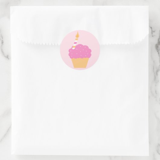 Roze crupcake ronde sticker (Tas)