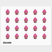 Roze crupcake ronde sticker (Vel)