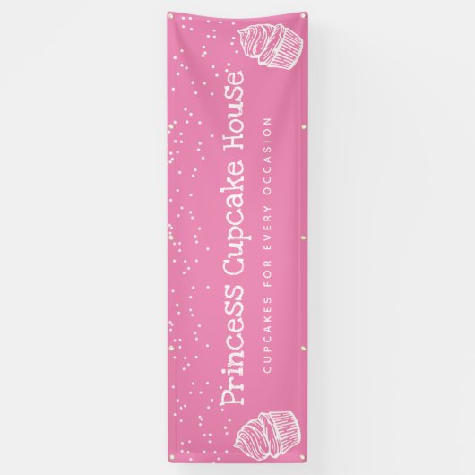 Roze crupcake spandoek (Verticaal)