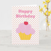 Roze crupcake-verjaardagskaart kaart (Gele Bloem)