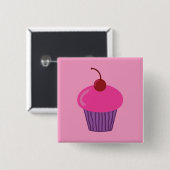 Roze crupcake vierkante button 5,1 cm (Voorkant /achterkant)
