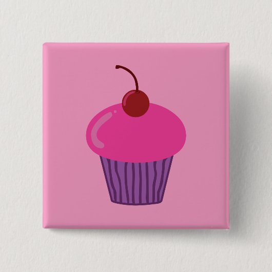 Roze crupcake vierkante button 5,1 cm (Voorkant)