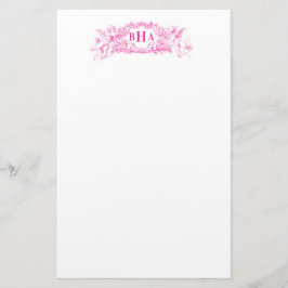 Roze crupids en monogram briefpapier