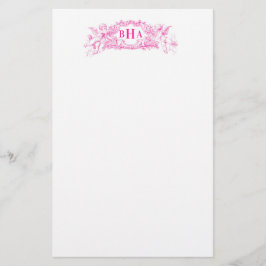 Roze crupids en monogram briefpapier