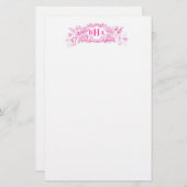 Roze crupids en monogram briefpapier (Voorkant / Achterkant)