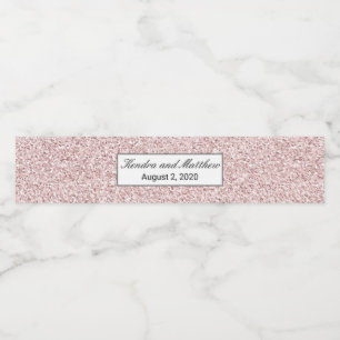 Roze crystal-ijs Glitter-textuur Waterfles Etiket