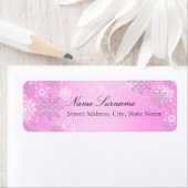 Roze Crystal Sneeuwvlok Kerst Adresetiketten Etiket (Insitu)